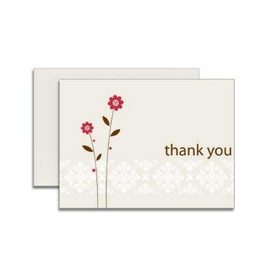 Prima 201333 5-1/2 by 1-3/4-Inch Letterpress Flower Design Card, Pink, Set of 25
