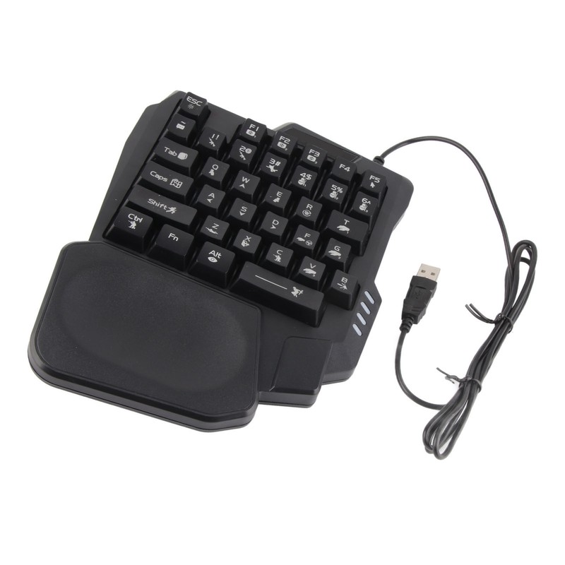 One Handed Gaming Keyboard 35 Keys Waterproof Wide Palm Rest