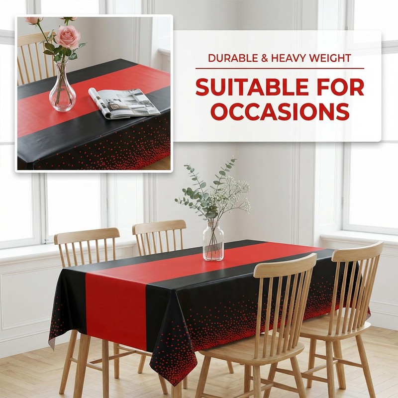 Preocea 6 Pack Black and Red Tablecloth Party Decorations, 137