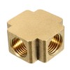 sourcing map Brass Cross Pipe Fitting 1/4 PT Female Thread