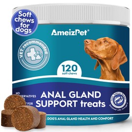 AmeizPet Anal Gland Treatment For Dogs, Functional Digestive Fiber Treats For Dogs Glands Healthy Dog Chews, 120 Soft Dog Treats