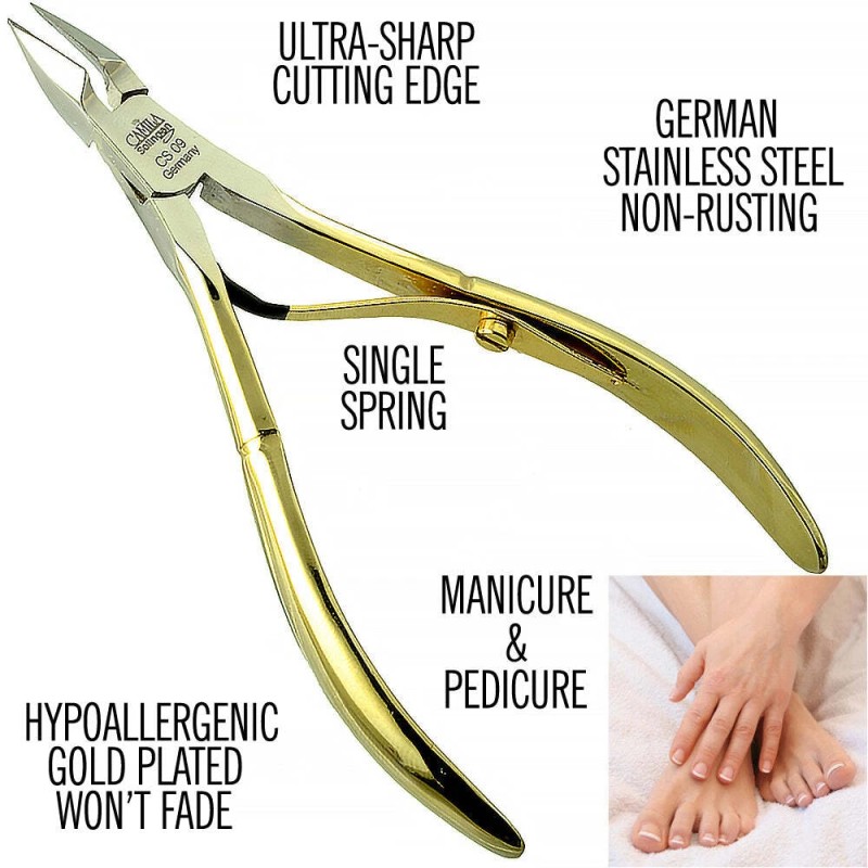 Camila Solingen 4" Gold Plated Cuticle Cutter - 9mm Blade