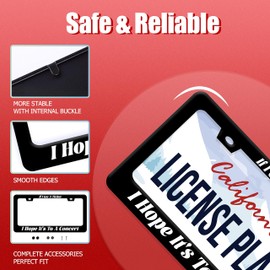 If I Get A Ticket I Hope It's to A Concert License Plate Frame Funny Text License Plate Colorful Stainless Steel Auto Parts Beautiful License Plate Decoration Screws Size 12.3" x 6.3"