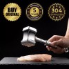 Gourmet Easy Meat Tenderizer Mallet Stainless Steel, Premium Meat Hammer