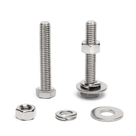 (20 Sets) 1/4-20 x 2 Hex Head Screw Bolt, Nuts, Flat Washer & Spring Lock Washers, 18-8 (304) Stainless Steel, Fully Threaded, by Skvltvfyt