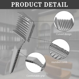 Wide Tooth Detangling Hair Comb Hair Cutting Comb Set with Adjustable Hair Cutting Stencil Transition Comb Stencil for Men Salon(Gray)
