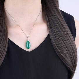 COAI Women's Water Drop Pendant, Green Agate, Green Agate