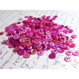 12 Diminutive Hot Pink Mother of Pearl Buttons ~ under 3/8" ~ Dimi MOP Shell