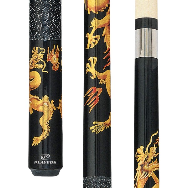 Players D-DRG Midnight Black with Golden Dragons Cue, 21-Ounce