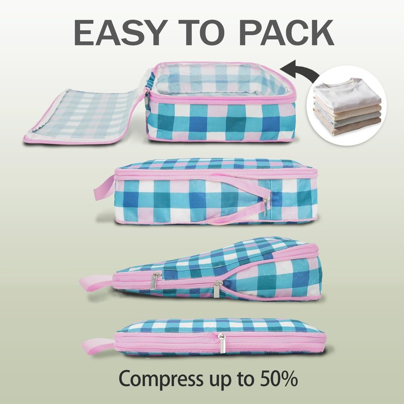 4 Pcs Compression Packing Cubes, Packing Cubes for Travel, Waterproof