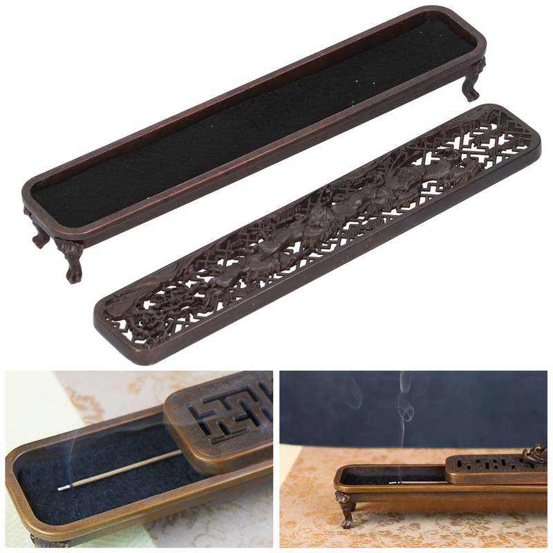 Brass Alloy Incense Burner Home Desktop Burning Incense Holder Case