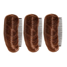 ericotry 3 Pieces Women Girls Invisible Hair Base Flip Up Volume Hair Combs Fluffy Hair Pads Styling Accessories (Light Brown)