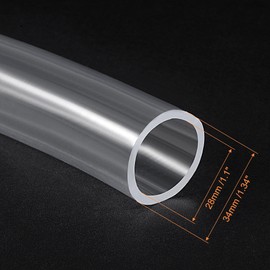 sourcing map PVC Clear Vinyl Tubing, 28mm ID 34mm OD 6.6ft Plastic Pipe Air Water Hose