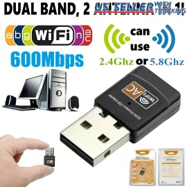 Unbranded Mini Dual Band 600Mbps USB WiFi Wireless Adapter Network Card 2.4/5GHz 802.11ac