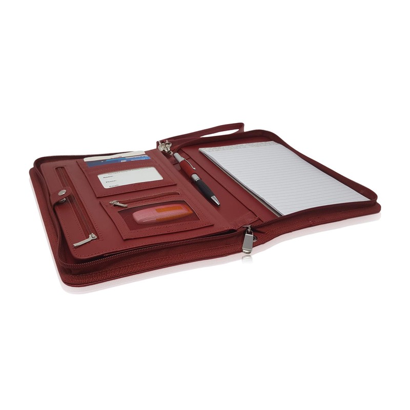 Zippered Portfolio Binder with Junior Legal 5x8 Notepad - Burgundy