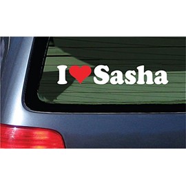 I Love Sasha Vinyl Decal - White with A Red Heart Sticker