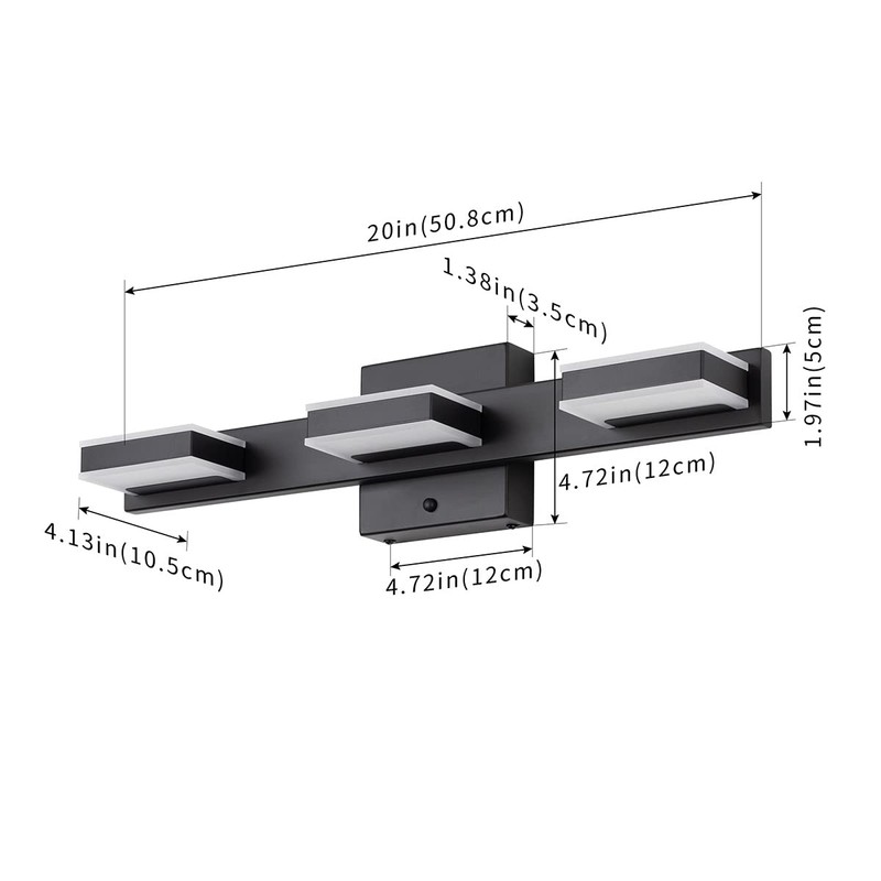 mirrea 20" LED Black Vanity Light 3000K/4000K/5000K CCT Adjustable 3