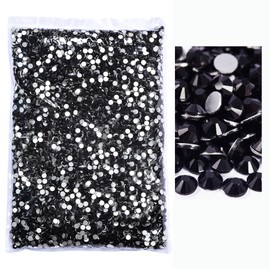 Blinginbox Flatback Rhinestones Bulk,14400pcs Crystal Round Loose Gemstones Glass Rhinestones for Crafts Makeup Nail Art Clothes Shoes DIY Decorations(SS6, 1.9-2.0mm,Black)