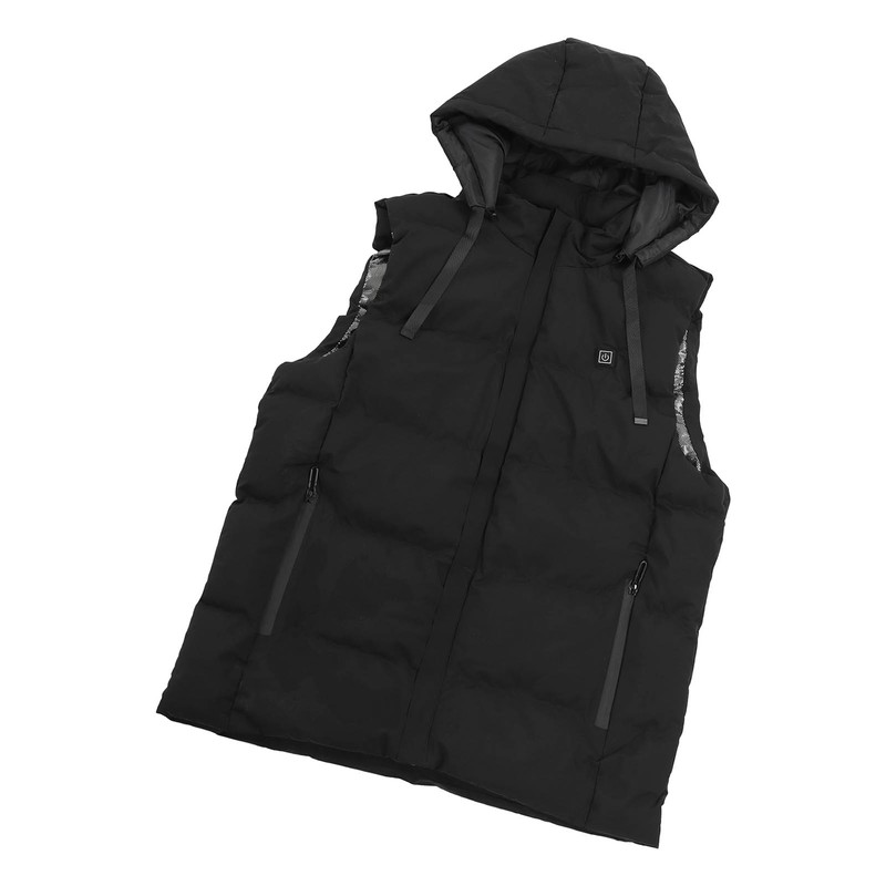 Heated Hooded Vest Fast Warmer Up Jacket 7 Areas Carbon