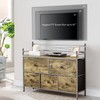 VECELO Dresser TV Stand for Bedroom with 5 Fabric Drawers,