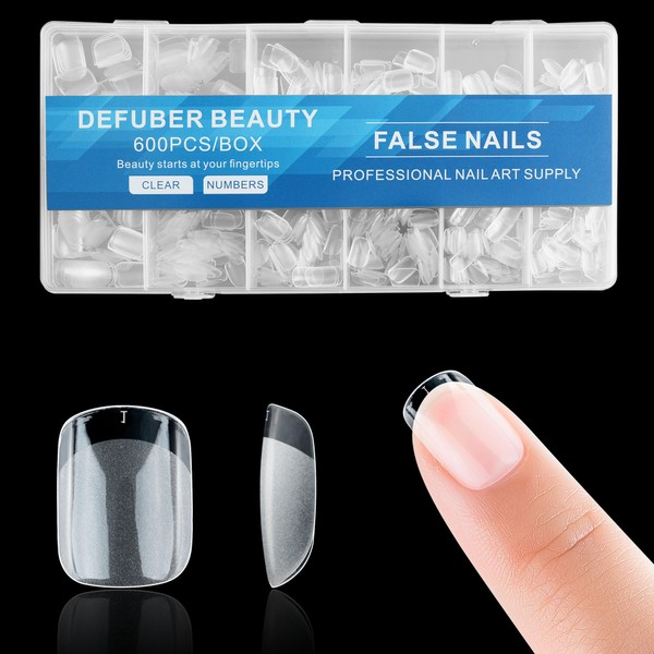 Half Matte Short Square Fake Nail Tips, Soft Gel Pre-Shaped