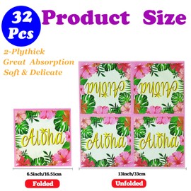 Hawaiian Napkins Disposable Paper, 32Pcs, 6.5in