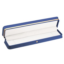 PATIKIL Velvet Necklace Box, Single Slot Long Chain Box Vintage Jewelry Holder for Wedding Engagement Proposal Ceremony Anniversary Style 3, Blue