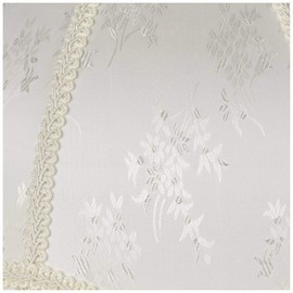 6" Top x 17" Bottom x 11" High x 12" Slant Lamp Shade Replacement Large Cream White Dome Traditional Fabric Fringe Floral Scalloped Spider Harp Finial - Springcrest