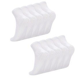 Utensilsto 5 Pairs of Stopper Socks for Men and Women, 38-42 Non-Slip Socks, Women's Yoga Socks, Non-Slip Pilates Socks with Handles, Grip Socks for Home, Rehabilitation, Dance, Workout, White, 38 -