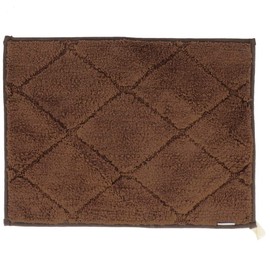 Fuka-Fuka Bath Mat, Brown, Length 17.7 x Width 23.6 x Height 0.8 inches (