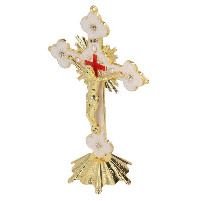 Metal Enamel Crosses Enamel Coating Anti Rust Gold White Crosses