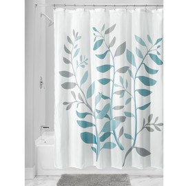 iDesign Laurel Fabric Polyester Shower Curtain, 72" x 72" - Gray/Blue