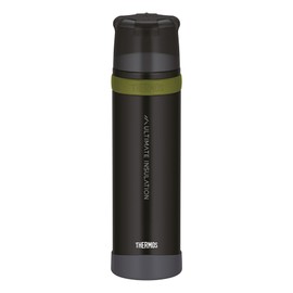 THERMOS Mountain Beverage Bottle 0.9 L, Black, Stainless Steel Thermos Flask with Drinking Cup, 24 Hours Hot / 24 Hours Cold, Lightweight Outdoor Bottle, Robust, Removable Cap, BPA-Free