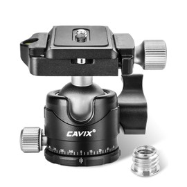 CAVIX Ball Head Mount with 1/4" Screw Arca Type Quick Release Plate 360 Degree Swivel Tripod Ball Head Loading 22lb/10kg