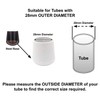 28mm Rubber Feet, White Tube End Caps, Pack of 4