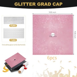 Graduation Cap Headband Insert 2025 Graduation Cap Decorations kit Topper Blank, 6 Pcs Glitter Cardstock and 2 Pcs Gemstone Border Stickers for DIY Grad Cap (CA/US, Alpha, Medium,)