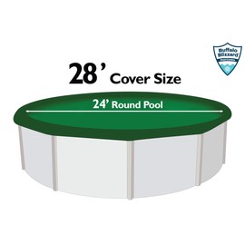 Buffalo Blizzard Ripstopper Green Winter Cover for 24-Foot Round Above-Ground Swimming Pool | 4-Foot Overlap Allows for Secure Installation | Winter Closing Kit Included