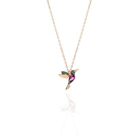 Einzelstück® I Hummingbird Pendant 925 Sterling Silver I 14K, 18K Gold-Plated Real Jewellery, Zirconia Stones I Gold Silver Rose Gold, Rose Gold, Cubic Zirconia