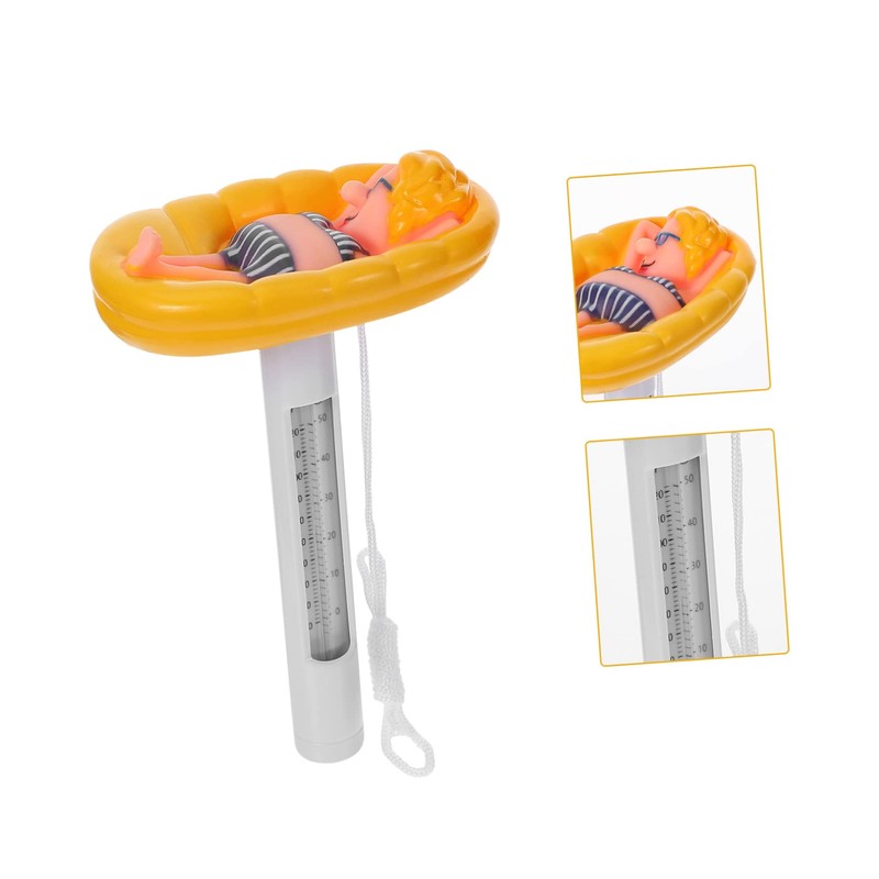 Kisangel 2pcs Inflatable Mattress Thermometer Floating Pool Thermometer Plastic Sturdy