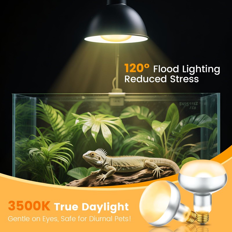 Dual Reptile Light Fixture with 100W Daytime Heat & UVB
