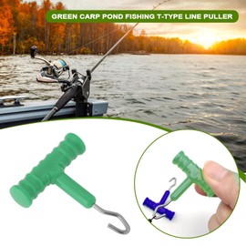 eMagTech 10Pcs Rig Puller Knot Tools Bait Knot Puller with T-Handle for Outdoor Fishing Barbel Catfish Carp Freshwater Fishing 52x42mm Green
