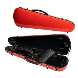 MI&VI Classic Hard-Shell Fiberglass Violin Case (Full Size) 4/4 with Carry Straps | Hygrometer | Tough Shell - by MI&VI MUSIC (Red)