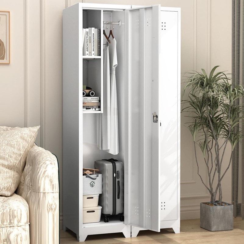 LUCYPAL Broom Closet Storage Cabinet,65" H Metal Cleaning Tool Cabinets