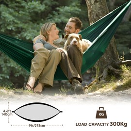 NATUREFUN Hamac Ultra-léger de Voyage Camping | 300 kg Capacité de Charge,(275 x 140 cm) Nylon à Parachute| 2 x Mousquetons de qualités, 2 x Sangles de Nylon| pour Jardin d'interieur/extérieur