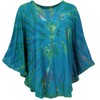 GURU SHOP Batik Poncho, Tunic, Kaftan, Maxi Blouse, Women, Red,