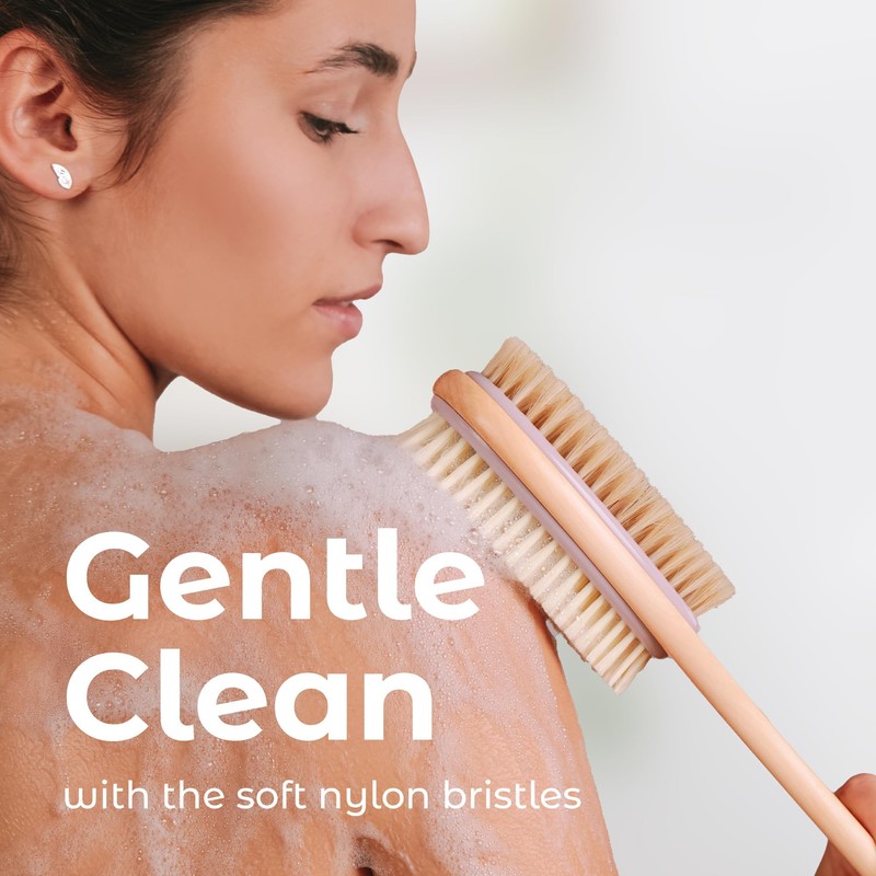 MainBasics Back Scrubber for Shower – Long Handle Dual-Sided Brush