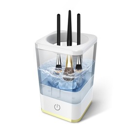 Electric Makeup Brush Cleaner, Cosmetic Brush Cleaner, Automatic Spinning Makeup Brush Cleaner Fit For All Size Makeup Brush - Color: black