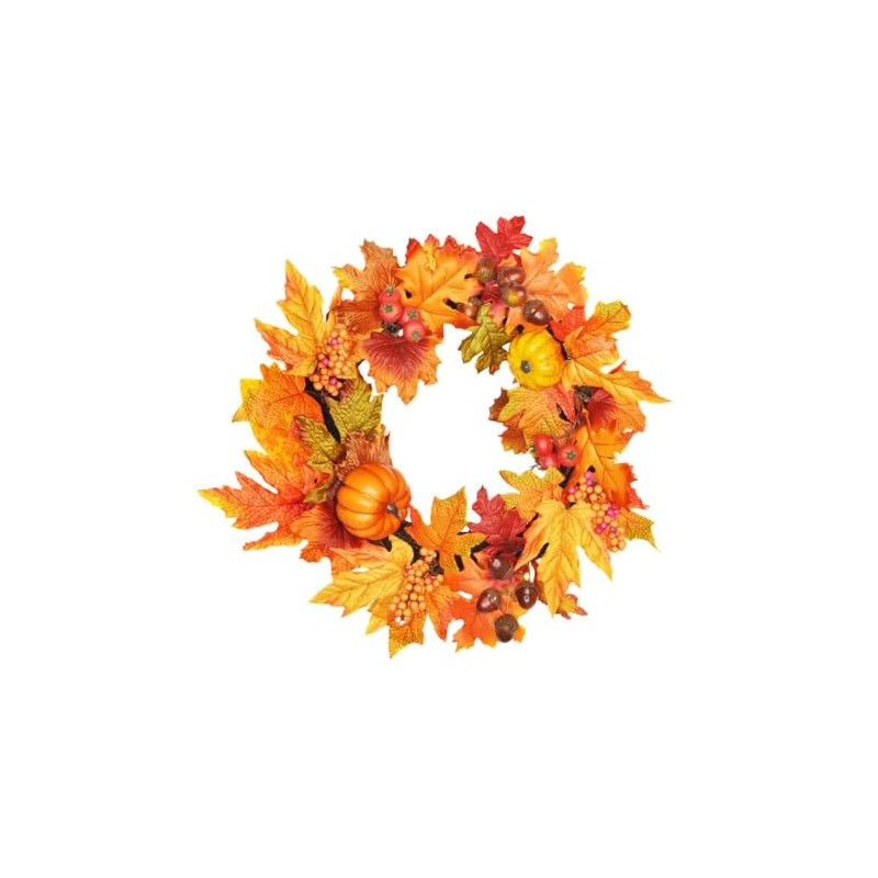 Autumn Maple Leaf Wreath 30cm with Pumpkins And Berries