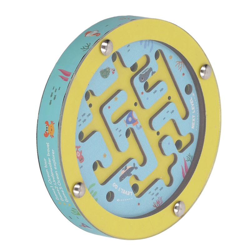 Balance Maze Game Double Sided Educational Round Portable Wooden Ball