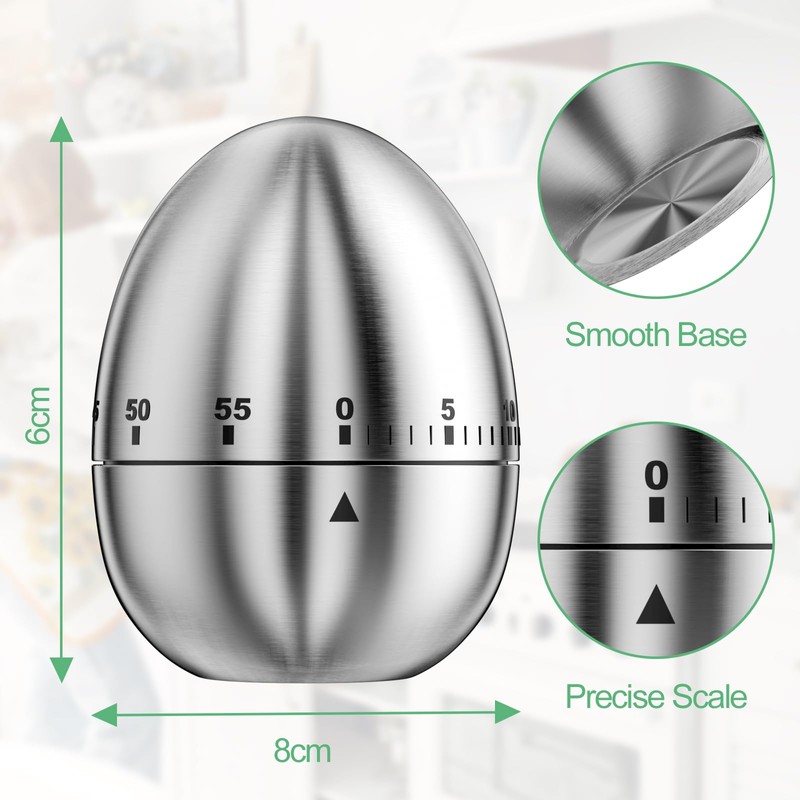 Rseuphiee Egg Timer, Kitchen Timer Egg Made of Stainless Steel,